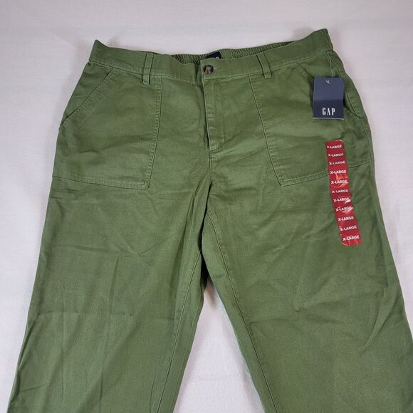NWT GAP Women's Twill Jogger Pants Size XL Mid Rise Elastic Back Olive Green - Picture 7 of 10